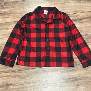 Red and Black Plaid Pajama Christmas Button-Up Shirt